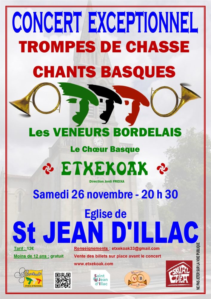 Concert de Chants Basques et Trompes de Chasse en l’Eglise de St Jean d’Illac